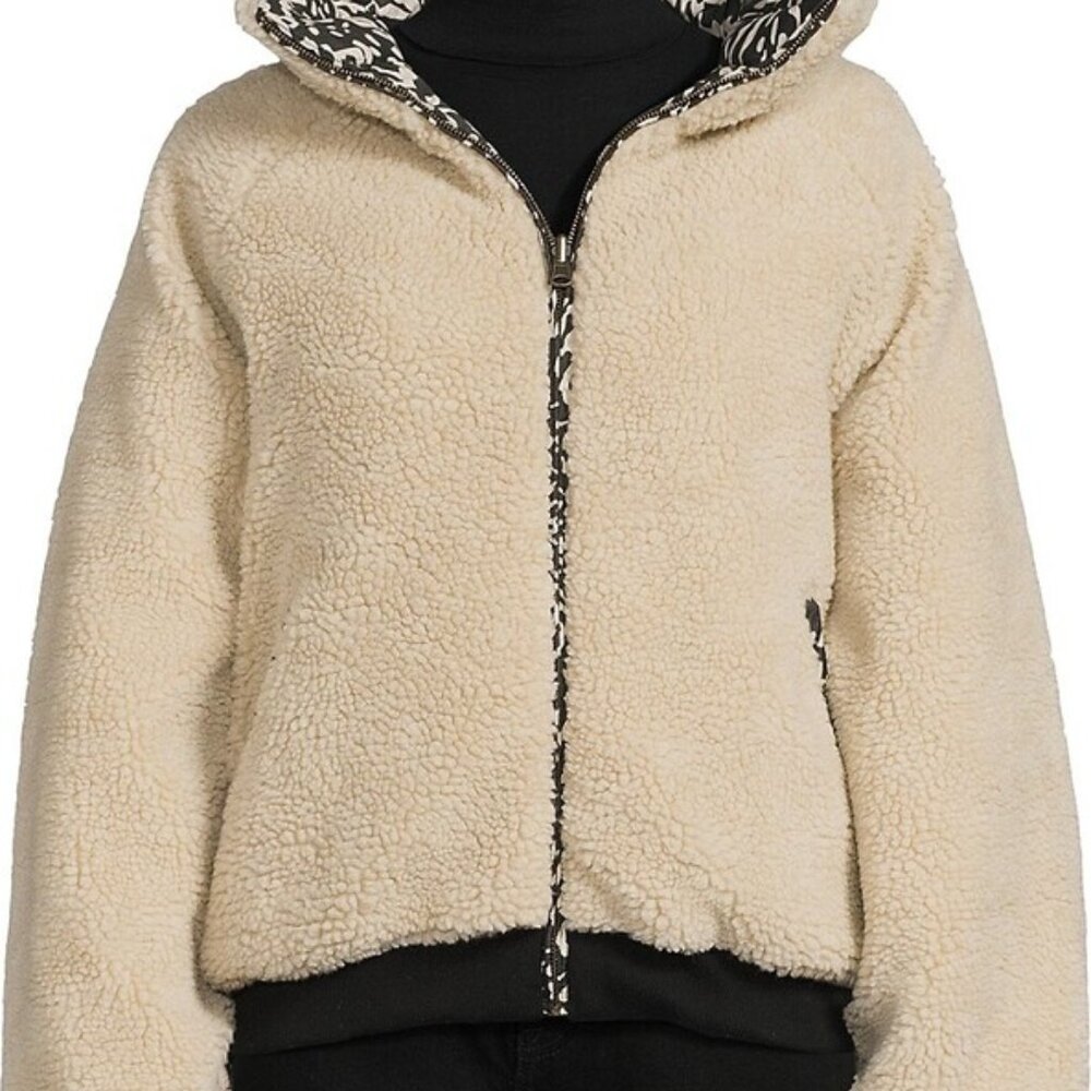 ba&sh Roy Teddy Reversible Zip Up Jacket - Picture 2 of 3